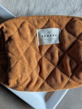 Sézane Corduroy Makeup Pouch - Ochre / Mustard Yellow